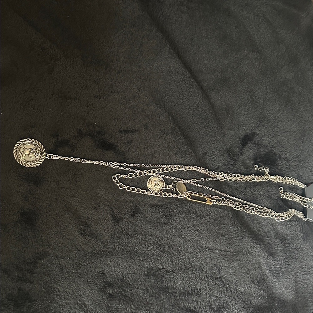 Sterling-Tone Layered Coin Pendant Necklace in Silver
